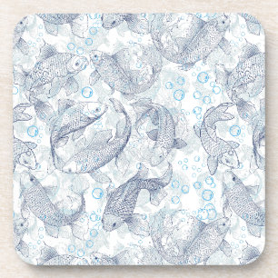 Dessous-de-verre Calage Motif de poissons 02.Bleu foncé.b Non BG