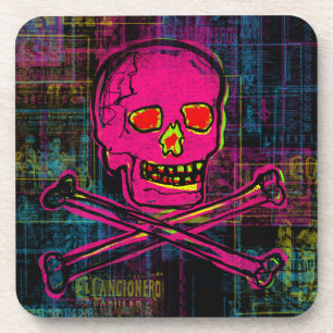 Dessous-de-verre Calavera mexicaine, crâne rouge et noir
