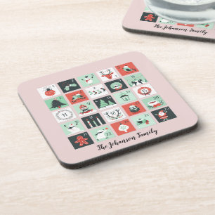 Dessous-de-verre Calendrier de l'Avent Joyeux Noël Nom de famille