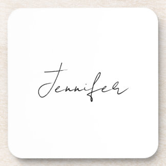 Dessous-de-verre Calligraphie Elégant Noir Blanc Plaine Nom simple
