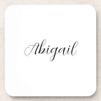 Dessous-de-verre Calligraphie Elégant Noir Blanc Plaine Nom simple