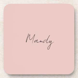 Dessous-de-verre Calligraphie Élégant Rose Or Plaine Nom simple