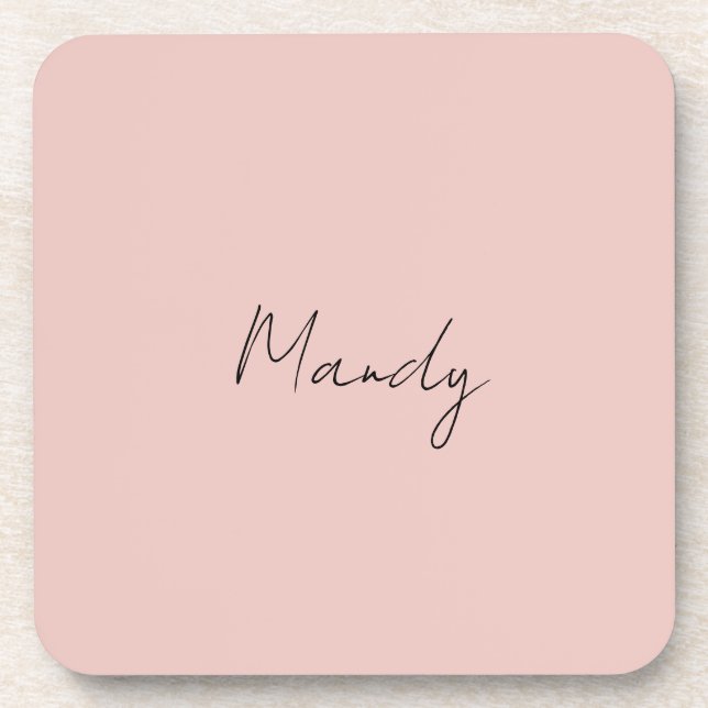 Dessous-de-verre Calligraphie Élégant Rose Or Plaine Nom simple (Devant)