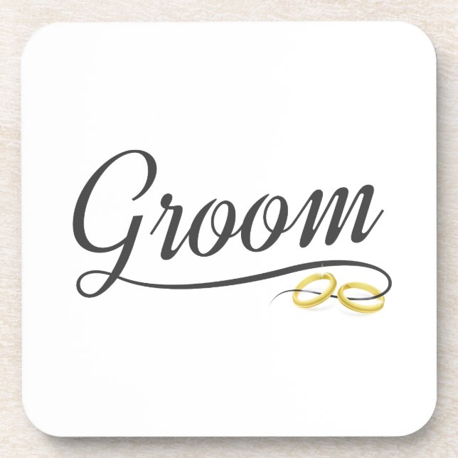 Dessous-de-verre Calligraphie Mariage florale simple Groom | DESSOU (Devant)