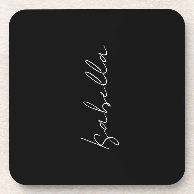 Dessous-de-verre Calligraphie Noir Blanc Plaine Créative Nom modern (Devant)