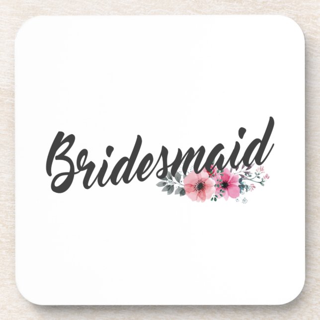 Dessous-de-verre Calligraphie simple du Mariage de Bridesmaid | DES (Devant)