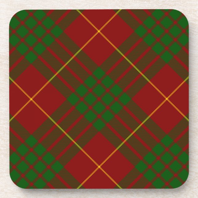 Dessous-de-verre Cameron tartan rouge vert plaid (Devant)