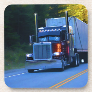 Dessous-de-verre Camions, Big Rig Cargo Truck Art