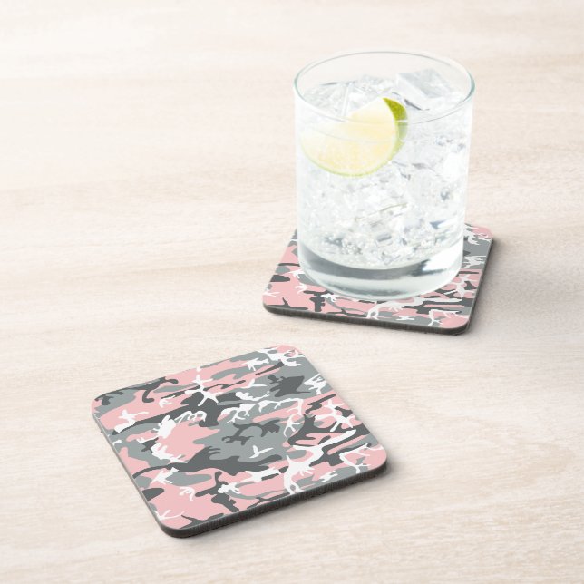 Dessous-de-verre Camouflage rose et gris, Militaire, Armée (Côté Droit)