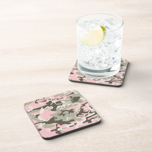 Dessous-de-verre Camouflage rose et vert, Militaire, Armée (Côté Droit)