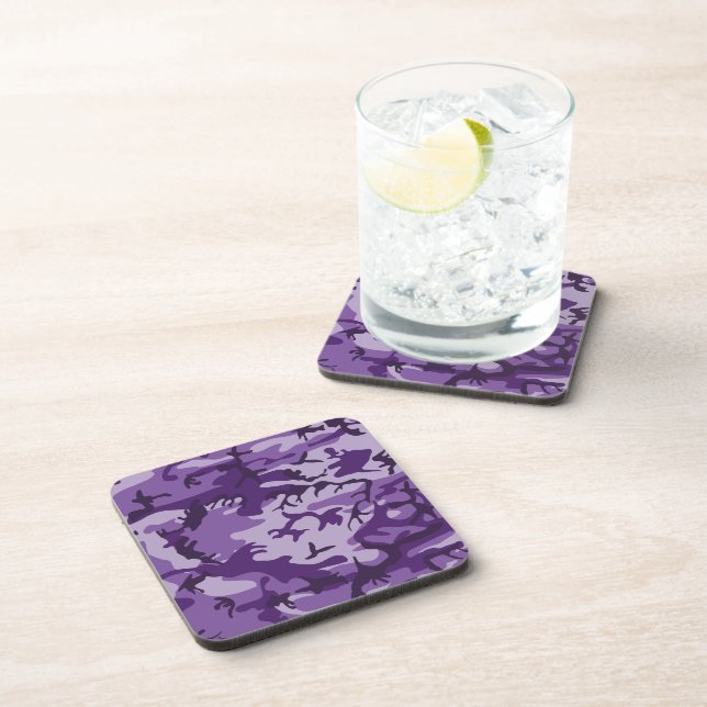 Dessous-de-verre Camouflage Violet, Militaire, Armée (Côté Droit)