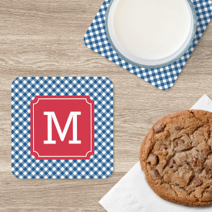 Dessous-de-verre Campagne Chic Gingham Monogramme Personnalisé