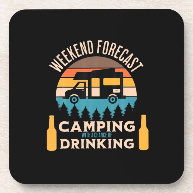 Dessous-de-verre Camping à bière avec anniversaire à bière (Devant)