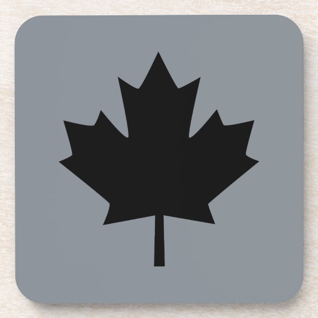 Dessous-de-verre Canadian Black Maple Leaf on Grey (Devant)