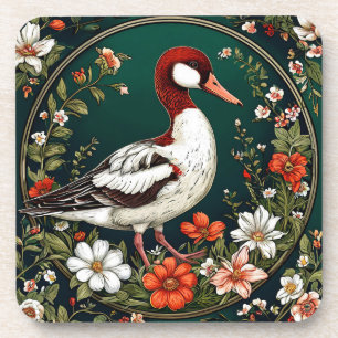 Dessous-de-verre Canard élégant entouré de fleurs vibrantes