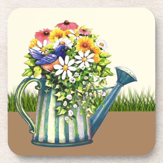 Dessous-de-verre Canette d'eau avec Fleurs sauvages (Devant)
