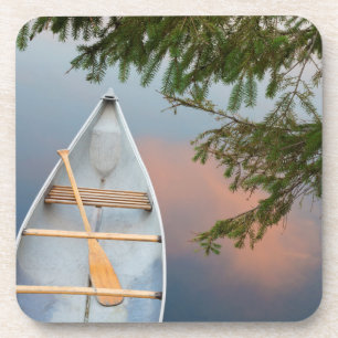 Dessous-de-verre Canot sur le lac au coucher du soleil, Canada