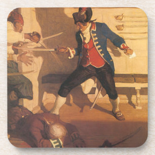 Dessous-de-verre Capitaine pirate vintage, combat à l'épée par NC W