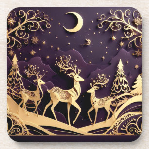 Dessous-de-verre Caprice Hivernal Violet – Noël Cerf au Clair de Lu