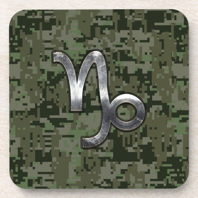 Dessous-de-verre Capricorn Zodiac Connexion vert olive camo numériq (Devant)