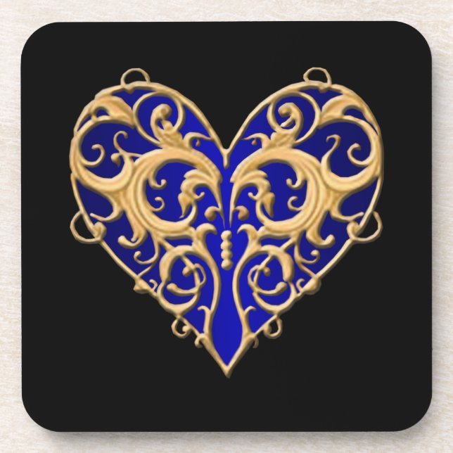 Dessous de verre cardiaques Blue Filigree (Devant)