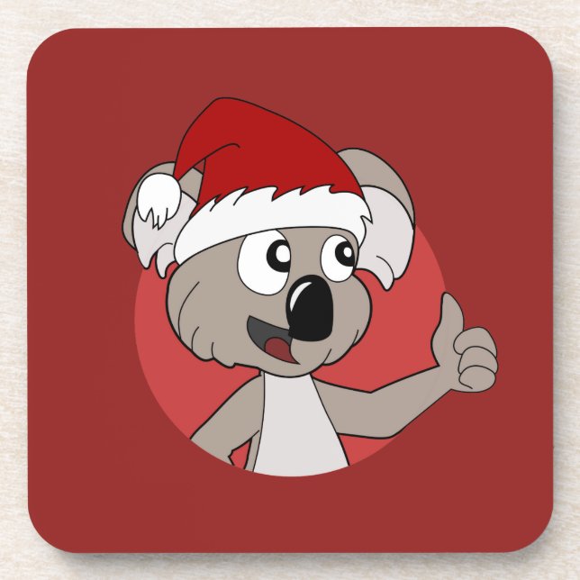Dessous-de-verre Caricature de koala de Noël (Devant)