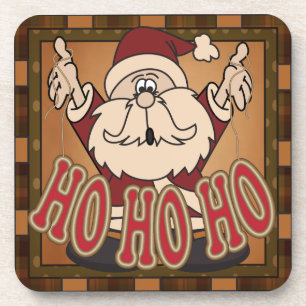 Dessous-de-verre Caricature mignonne Père Noël Ho Ho Ho   Noël
