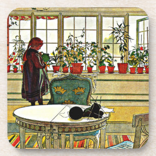 Dessous-de-verre Carl Larsson - Fleurs sur un rebord de fenêtre