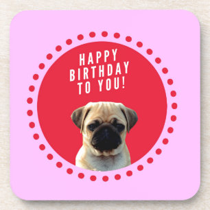 Dessous-de-verre Carlin mignon Chien Chien Heureux Anniversaire Chi