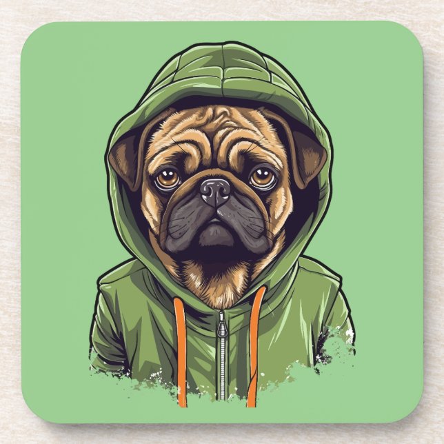 Dessous-de-verre Carlin portant un sweat à capuche vert (Devant)