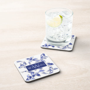 Dessous-de-verre Carpeaux de Koi Élégants Bleus et Blancs