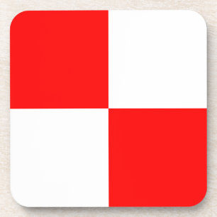 Dessous-de-verre Carré checkered blanc rouge uniforme