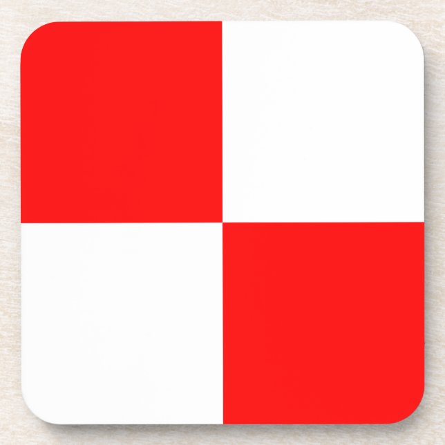 Dessous-de-verre Carré checkered blanc rouge uniforme (Devant)