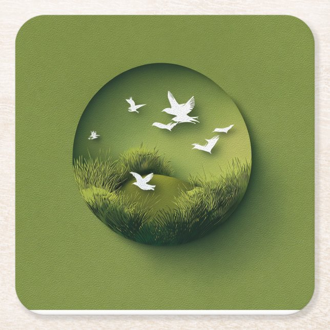 DESSOUS-DE-VERRE CARRÉ EN PAPIER 초 록 액 자 (Devant)