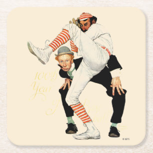 Dessous-de-verre Carré En Papier 100th Anniversaire de base-ball