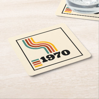 Dessous-de-verre Carré En Papier 1970 Anniversaire ou Réunion du Poster vintage rét