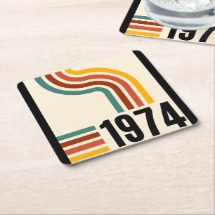 Dessous-de-verre Carré En Papier 1974 Poster vintage rétro 50e anniversaire