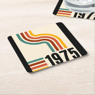 Dessous-de-verre Carré En Papier 1975 Poster vintage rétro 50e anniversaire