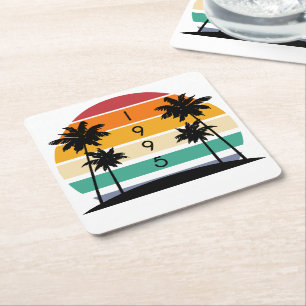 Dessous-de-verre Carré En Papier 1995 Retro Stripe Sunset Vintage