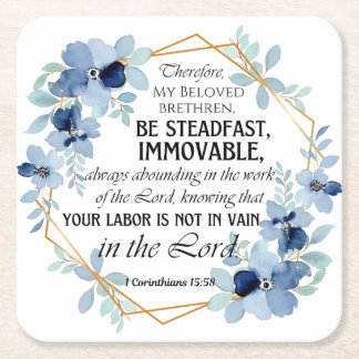 Dessous-de-verre Carré En Papier 1 Corinthiens 15:58 Inspirational Verse Floral