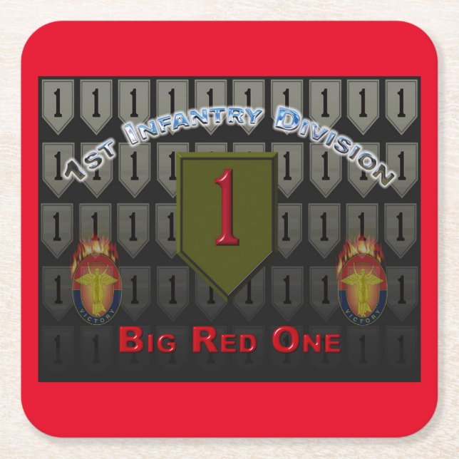 Dessous-de-verre Carré En Papier 1re division d'infanterie cool (Devant)