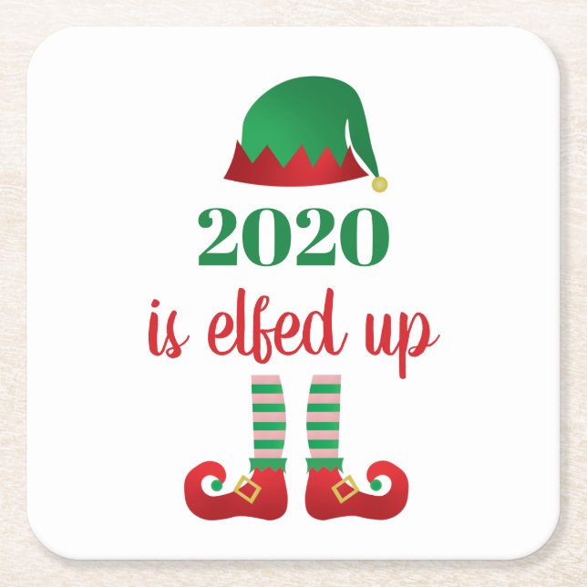 Dessous-de-verre Carré En Papier 2020 Est Elfed Up Funny Christmas Quarantine Disan (Devant)