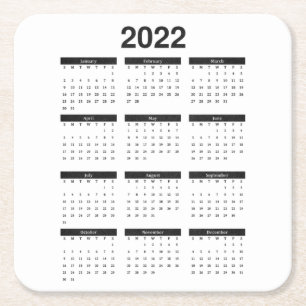 Dessous-de-verre Carré En Papier 2022 Année Calendrier mensuel Carré Dessous de v