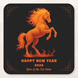 Dessous-de-verre Carré En Papier 2026 Year of the Fire Horse Chinese Zodiac