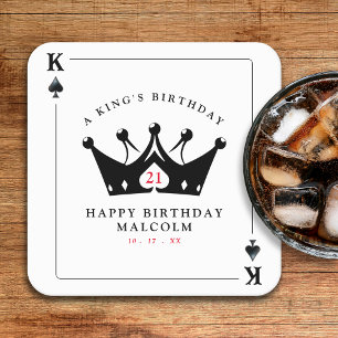 Dessous-de-verre Carré En Papier 21e Anniversaire King of Spades Casino Poker Card