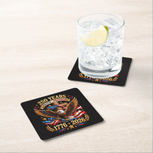 Dessous-de-verre Carré En Papier 250 Ans de Foi Liberté Aigle Patriotique