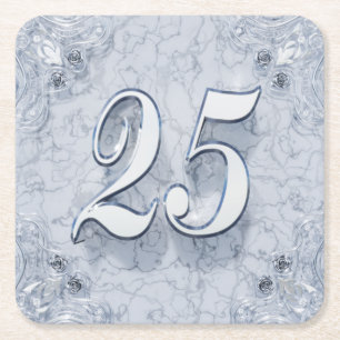 Dessous-de-verre Carré En Papier 25e anniversaire ou anniversaire Regal Marbre d'ar