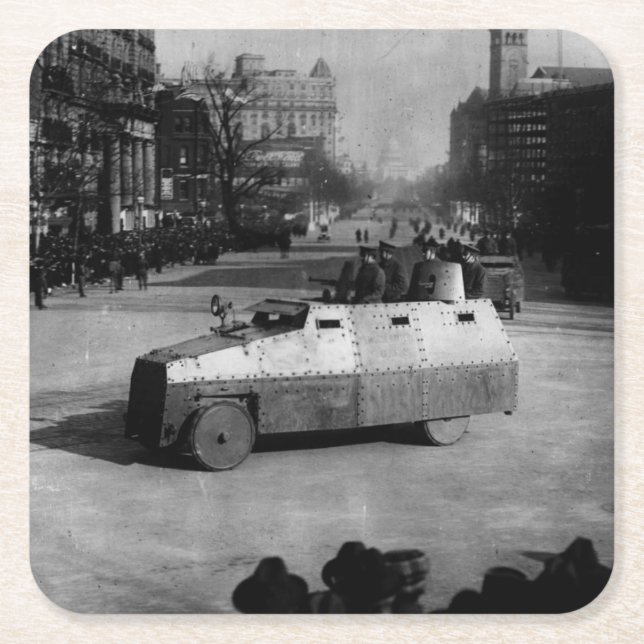 Dessous-de-verre Carré En Papier 27 mars 1917 :  L'escadron de véhicule blindé (Devant)