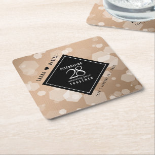 Dessous-de-verre Carré En Papier 28e anniversaire du Mariage de lin élégant