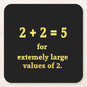 Dessous-de-verre Carré En Papier 2 + 2 = 5 Blague de maths drôle